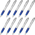 DISCOUNT PROMOS Ballpoint Pens With Rubber Grip, 10 pack, Black Ink Writing Pens in Bulk, Blue