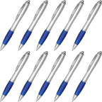 DISCOUNT PROMOS Ballpoint Pens With Rubber Grip, 10 pack, Black Ink Writing Pens in Bulk, Blue