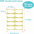 200 PCS Gold Metallic Name Labels, Blank Name Tag Stickers with Permanent Adhesive Writable Stickers with Metallic Gold Border for School Office Home (Letter Size per Sheet, Each Measures 2" x 4")