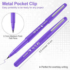Fuyoooo 36 Pcs Felt Tip Pens 0.7mm Medium Point Colored Felt Tip Pens for Journaling Planner Writing Note-taking Art Office and School Supplies(Purple)