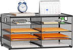 Marbrasse 5 Tier Desktop Literature Organizer, Mesh Paper Organizer Desk Organizers, File Sorter Mail Center Paper Storage Cabinet Classroom Keepers Mailbox for Office Home School, Black