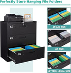 MIIIKO Lateral File Cabinet with Lock, 3 Drawer Lateral Filing Cabinet, Large Deep Drawers Locked by Keys, Metal Storage File Cabinet for Hanging Files Letter/Legal/F4/A4 Size