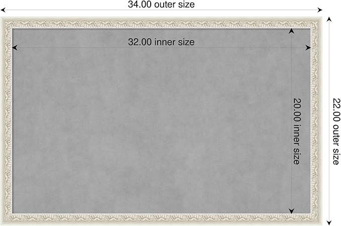 Amanti Art Silver Framed Magnetic Board 22x34 Large Vision Board for use with Magnets, 100% Metal Sheet to Display Items as Office Decor or for Home Organization in mudroom, Kitchen or Kids Room