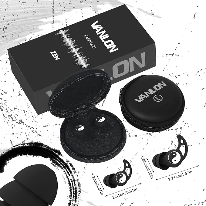 VANLON Earplugs for Sleep, Reusable Ear Plugs for Sleeping Noise Cancelling, 2Pairs Super Comfort Fit Earplugs Sound Blocking for Sleeping, Sensory Issues, Newborn Mom, 33dB Noise Reduction (Black)