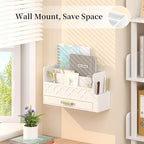 Wisuce Home Wooden Desk Organizer,Desktop Organizer File Sorter for Office Supplies, Mail Organizer with Drawer,Desk Accessories & Workspace Organizers for Women （White）