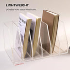 AIMOLLY Acrylic Magazine File Holder, 6 Vertical Compartments Desk Document Sorter Organizer, Clear Folder Rack Binder for Office/Home/Classroom, for Documents, Tablet, Magazines, Books & Accessories