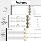 SUNEE 2026 Appointment Book, Quarter-Hourly, Weekly & Monthly - from January 2026 - December 2026, 6.4"x8.3" Weekly Planner, Flexible Cover, Note Pages, Pockets, Bookmark, Spiral Binding, Black