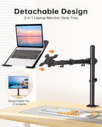 H&C(hcck&Cllassp) Laptop Desk Mount for 11"-17" Notebook, Fully Adjustable with Tilt, Swivel, Rotation, Extension, Single Laptop Arm with Vented Tray, C-clamp, Black