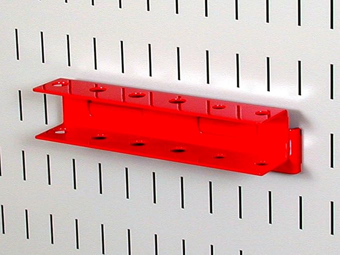 Wall Control Screwdriver Holder Bracket Slotted Metal Pegboard Accessory Slotted Tool Board - Red