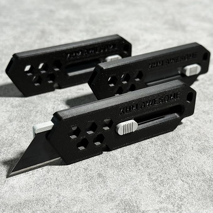 XHM Awesome Small Box Cutter Retractable Blade Ultility Knife, For Artwork, Cardboard Cutting, Package/Letter Opening, Home, Office & EDC Use, Pack of 3 (BLACK)