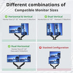 Monitor Arm, Computer Dual Monitor Arm Fits 13-32 Inch Computer Screens, Adjustable Height Swivel Monitor Stand with VESA Mounts, Holds 4.4-17.6lbs, Black