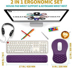 Hokafenle 2 in 1 Ergonomic Mouse Pad Wrist Support & Wrist Rest for Computer Keyboard Set, with Relieve Carpal Tunnel Pain Massage Bulge and Full Memory Gel Design (2In1 Set, Dark Purple)