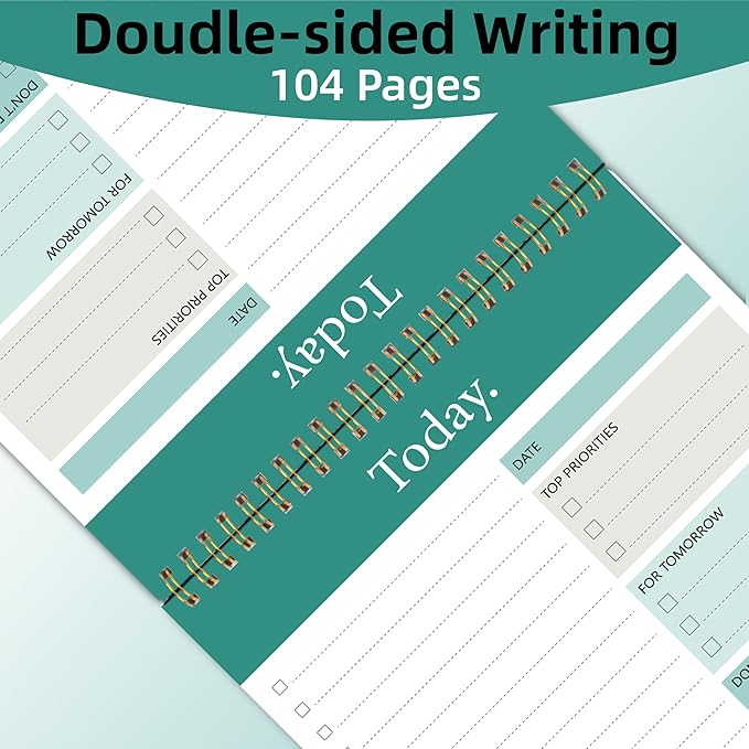 GOLDPEI To Do List Notepad - Daily Planner Notepad Undated 52 Sheets Tear Off, 6.5" x 9.8" Planning Pad Checklist Productivity Note Pad for Work and Personal Organized (4 Pack)