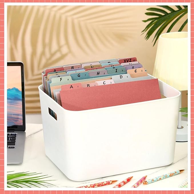 Noveread 1 Set 25 Alphabet File Dividers A-Z Top Tab Letter Size 1/5 Cut Tab Positions Alphabetical Number File Folder Organizer Guides Cabinet and Desk Dividers for School Office Home (Retro)
