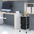 Giantex Rolling Storage Cart with 6 Drawers, Multipurpose Mobile Organizer Cart for Tools Scrapbook Paper Home Office School (Black)