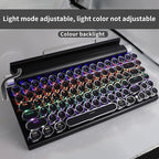 Adventurers Typewriter Style Retro Mechanical Keyboard LED Backlight 83 Keys Bluetooth 5.0 Blue Axis, Suitable Desktop Computers/Laptops Mac/Mobile Punk Keys, Black, 12.8 x 6.6 x 1.6 inches