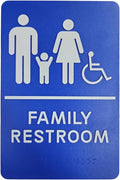 USA Made - Men's and Women's Restroom Signs ADA-Compliant Bathroom Door Signs for Offices, Businesses, and Restaurants, Black, Blue, Grey and Taupe/Tan Colors (Blue Family)