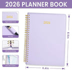 2026 Planner, Annecy Weekly ＆ Monthly Planner 2026, Jan. 2026 – Dec. 2026, 6.4" x 8.5" Monthly Agenda Planner with Tabs, Vegan Leather Cover, Spiral Binding, Double-sided Pocket, Bookmark, Purple
