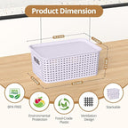 ZFTMRR Plastic Storage Basket with Lid, Stackable Small Box Bins for Organizing and Containers for Shelves Drawers Desktop Closet Playroom Pantry Classroom Office Home, 8 Pack 10.2"x7.2"x4.1" Lavender