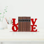 Love Decor Metal Bookends - Novelty & Cute Bookends for Shelves, Unique and Decorative Book Ends (Red)