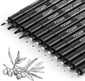 YISAN Drawing Art Pens,Micro Fineliner Pens,Fine Tip Manga Markers for Artist Sketch Technical,Black,12 Set,902195