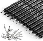 YISAN Drawing Art Pens,Micro Fineliner Pens,Fine Tip Manga Markers for Artist Sketch Technical,Black,12 Set,902195