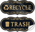 ASAVI Trash & Recycle Stickers – 2-Pack Self-Adhesive Vinyl Labels, Waterproof & Durable (Black Gold, Medium 6.3 x 2.7 inches)