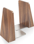 DRELIFAM Walnut Book Ends Heavy Duty Handmade Bookends for Shelves Book Ends Decorative to Hold Heavy Books (Walnut Wood Small)
