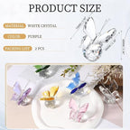 PATIKIL 2 Pcs Butterfly Crystal Paperweight, 75mm / 3 Inch Crystal Paperweight Paper Weight for Home Office Desktop Table Decor Wedding Party Jewelry Ornaments, White
