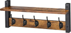 Sorbus Coat Hooks Wall Mount with Shelf – 24 Inch Coat Rack Wall Mount with 5 Heavy Duty Hooks – Floating Wall Shelf with Hooks for Entryway, Bathroom, Bedroom, Kitchen, or Mudroom (Rustic Brown)