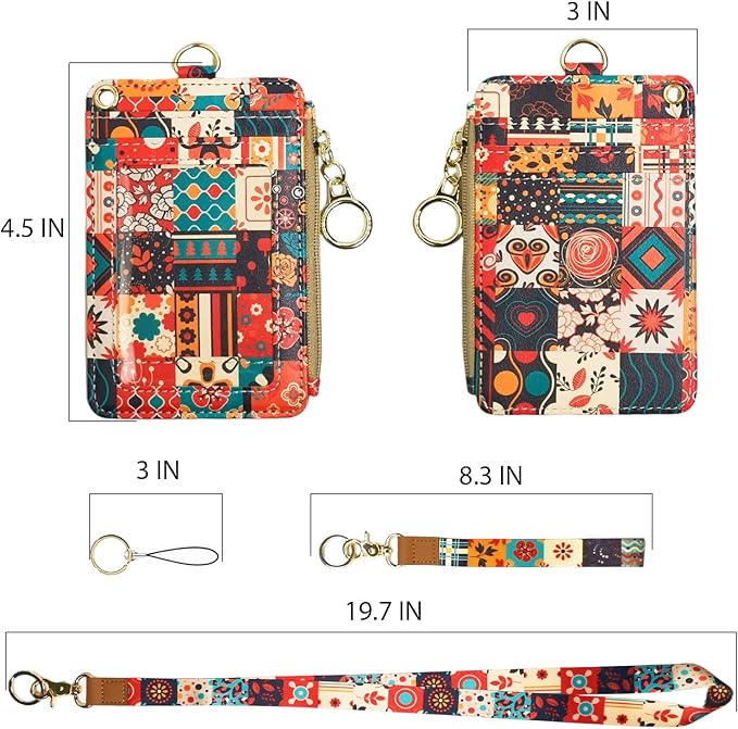 Lanyard Wallet,Wallet Lanyard,lanyards for id Badges,lanyards for id Badges for Women,Lanyard Wallet for Women,Fashion Badge Holder with Zipper（Colorful）