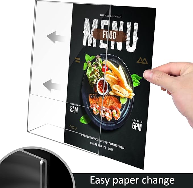 Ludery 8.5x11 Inches Acrylic Sign Slant Back Holder, Plastic Display Stand,Brochure Holder, Table Top Sign Holder For Office, Home, Store, Restaurant(12pack)