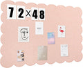 Mooliwe Scalloped Felt Bulletin Board 72 x 48 Inches Foldable Flesh Pink Pin Cork Board Alternative for Wall, 6' x 4' Trifold Picture Vision Self Adhesive Bulletin Decorative