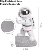 Kakizzy Space Theme Bookends - Astronaut Kids Book Stoppers, Heavy Duty Resin Bookends for Shelves (D-Silver Color)