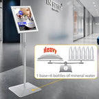 VAIIGO 8.5"x11" Pedestal Poster Sign Stand with Heavy Duty Base, Adjustable Sign Holder Standing Floor Sign Stand for Office,Store,School,Church,Public Sign Displayed Stands, Silver