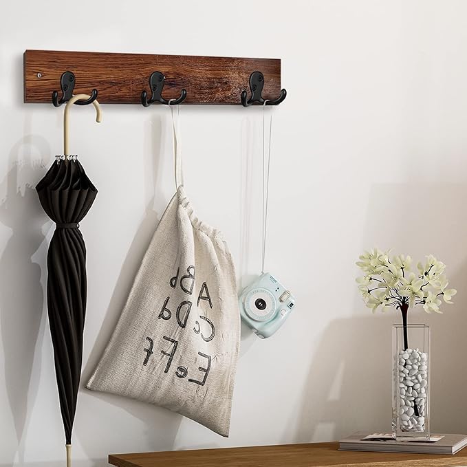 IBosins 28 Pack Heavy Duty Double Prong Coat Hooks Wall Mounted with 56 Screws Retro Double Hooks Utility Hooks for Coat, Scarf, Bag, Towel, Key, Cap, Cup, Hat
