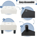 BRIAN & DANY Small Foot Stool, Leather Foot Stools with Legs, Stable Small Footstool for Living Room, White
