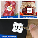 L LIKED 1" x 1" Square Removable Labels, No Residue, Water and Oil Resistant Labels for QR Code, Use for Both Home and Office (1 Roll, 1380 Labels)