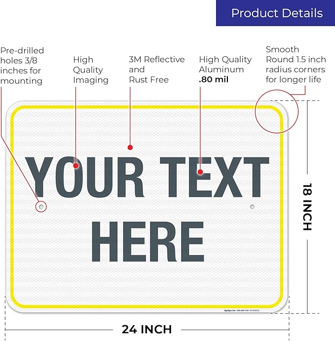 Personalized Custom Customize for Office, Business, Workplace, Home, Airbnb, Delivery Yellow Sign, 18x24 Inches, 3M EGP Reflective .080 Aluminum, Fade Resistant, Made in USA by Sigo Signs