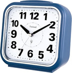 Tinload 5.5" Large No Ticking Analog Alarm Clock,Silent Readable for Seniors,Easy to Set,Gradual Rise Alarm,Big Numbers,Gentle Wake,Snooze, Lighted on Demand,Battery Operated,Blue