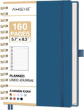 AHGXG Spiral Journal Notebook, 160 Lined Pages, A5 Medium Size (5.7'' x 8.3''), for Men & Women, Journaling, Writing, Work & Office, Hardcover, 100 GSM Thick Paper (Navy Blue)