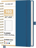 AHGXG Spiral Journal Notebook, 160 Lined Pages, A5 Medium Size (5.7'' x 8.3''), for Men & Women, Journaling, Writing, Work & Office, Hardcover, 100 GSM Thick Paper (Navy Blue)