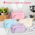 SANANT Large Capacity Pencil Case with Pull-out Structure - Multifunctional Extra Big Pencil Pouch Pen bag, Portable Stationery Organizer with Zipper, College Office School Supplies for Girls, Pink