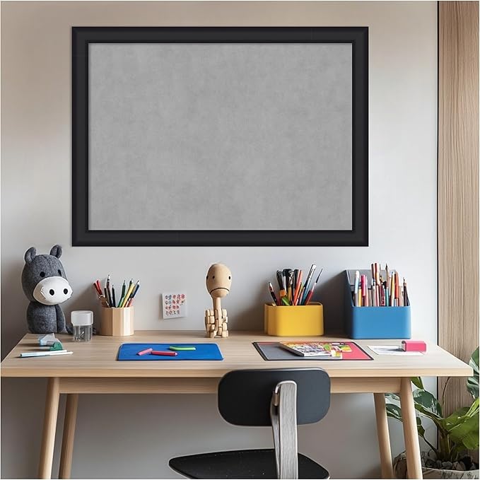 Amanti Art Black Framed Magnetic Board 23x31 Medium Vision Board for use with Magnets, 100% Metal Sheet to Display Items as Office Decor or for Home Organization in mudroom, Kitchen or Kids Room