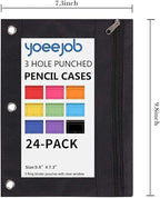 YoeeJob Pencil Pouch for 3 Ring Binder，Zipper Pencil Pouches Bulk，Pencil Case Pouch with Clear Window for Class, School, Office, 4 Colors-24 Packs