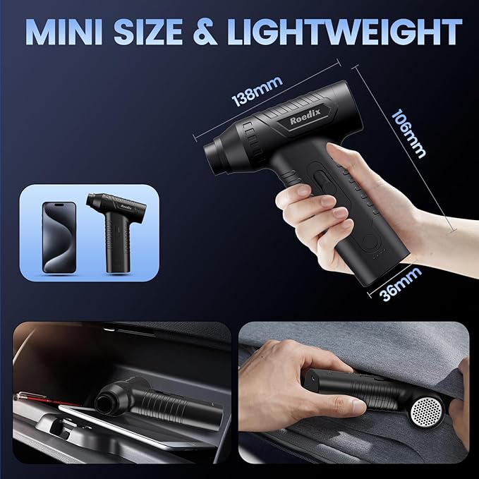 Compressed Air Duster, New Upgrade 300000RPM Electric Air Duster, Powerful Replace Compressed Air Can - No Canned Air, Jet Dry Blower Portable Air Blower for Computer Clean, Keyboard, Home. (Black)