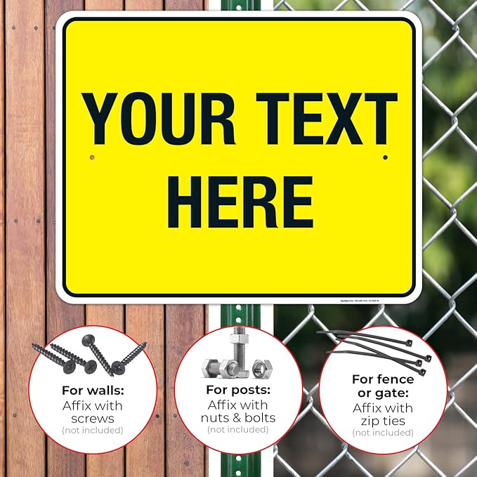 Personalized Custom Yellow Background Customize for Office, Business, Workplace, Home, Airbnb, Delivery Sign, 24x30 Inches, Rust Free .063 Aluminum, Fade Resistant, Made in USA by Sigo Signs