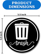 Strong Trash and Recycle Magnets, 3.5" Recycle Magnet for Trash Can, Magnetic Recycling Stickers for Kitchen Garbage Can and Recycling Bins with 4 Adhesive Stickers, Made in USA, Black 2 Pcs