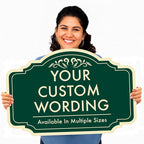 Custom Decorative Outdoor Metal Sign - Personalized Aluminum Driveway Sign, Waterproof, Made in USA - Design 2 Forest Green 12x8 In