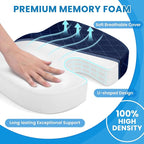 TushGuard Seat Cushion - Memory Foam Cushion for Office Chair, Car Seat, Airplane, Bleacher - Sciatica & Coccyx Pain Relief Desk Chair Cushion for Long Sitting Office Workers, Car Drivers(Blue)